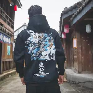 Fashion Harajuku Hoodie Sweatshirt Mens Casual Black Hip Hop Japan Print Hoodie Streetwear Clothing Top Coat Male Winter Hoodies Daulet Apparel
