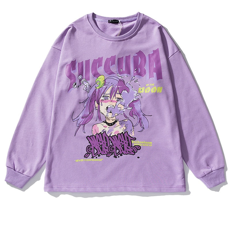 "Purple Waves" Unisex Men Women Streetwear Graphic Sweatshirt Daulet Apparel