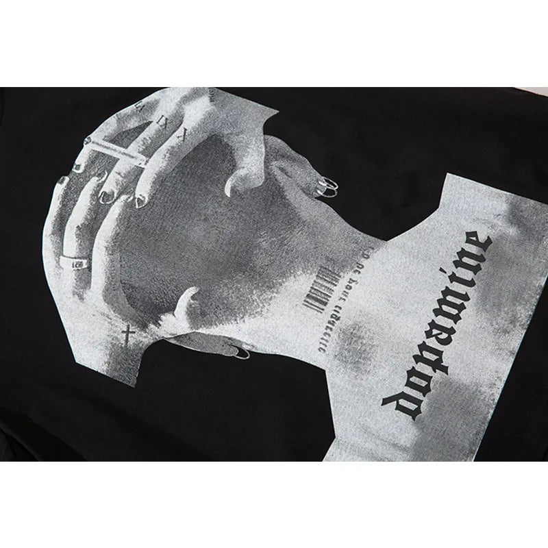 Aolamegs Men's Tee Shirts High Street Cool Boy Printed Oversized T Shirt Men Summer Casual All-match Vintage Advanced Streetwear Street King Limited