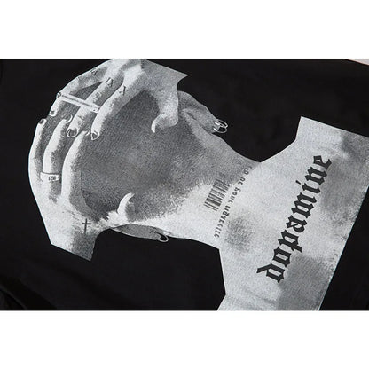 Aolamegs Men's Tee Shirts High Street Cool Boy Printed Oversized T Shirt Men Summer Casual All-match Vintage Advanced Streetwear Street King Limited