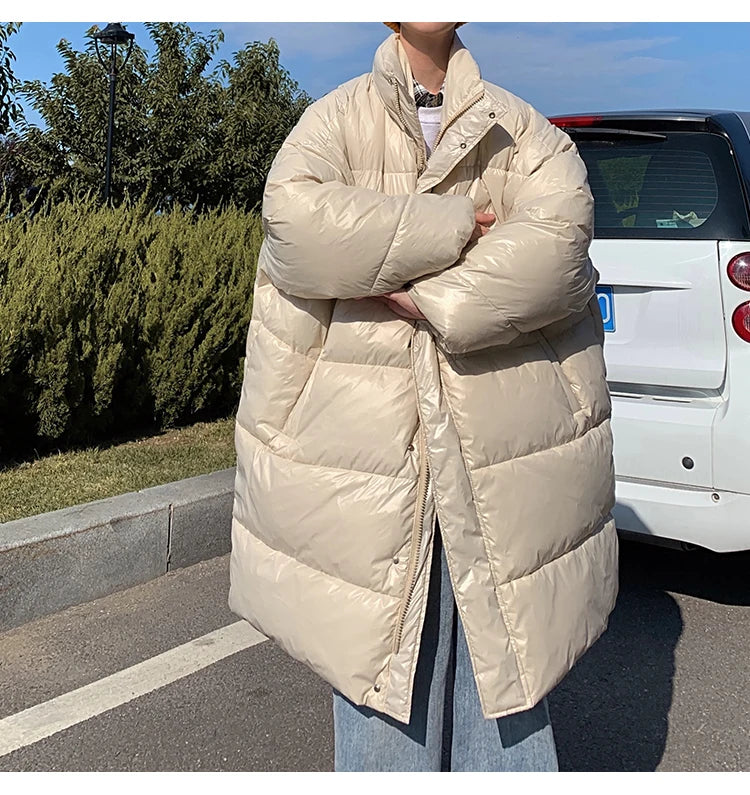 Winter Oversized Down Jacket Men Warm Fashion Casual Long Coat Men Streetwear Korean Loose Thick Jacket Mens Parker Overcoat Street King Limited