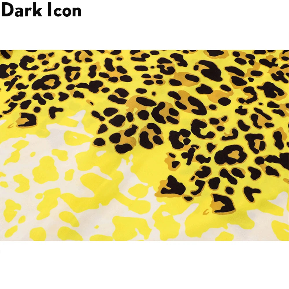 Dark Icon Yellow Leopard Hawaiian Shirt Men Vintage Street Polo Shirt Man Man Blouse Street King Limited