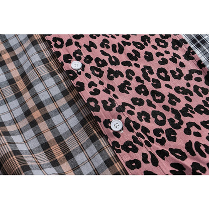 "Leopard Plaid" Unisex Men Women Streetwear Graphic Shirt Daulet Apparel