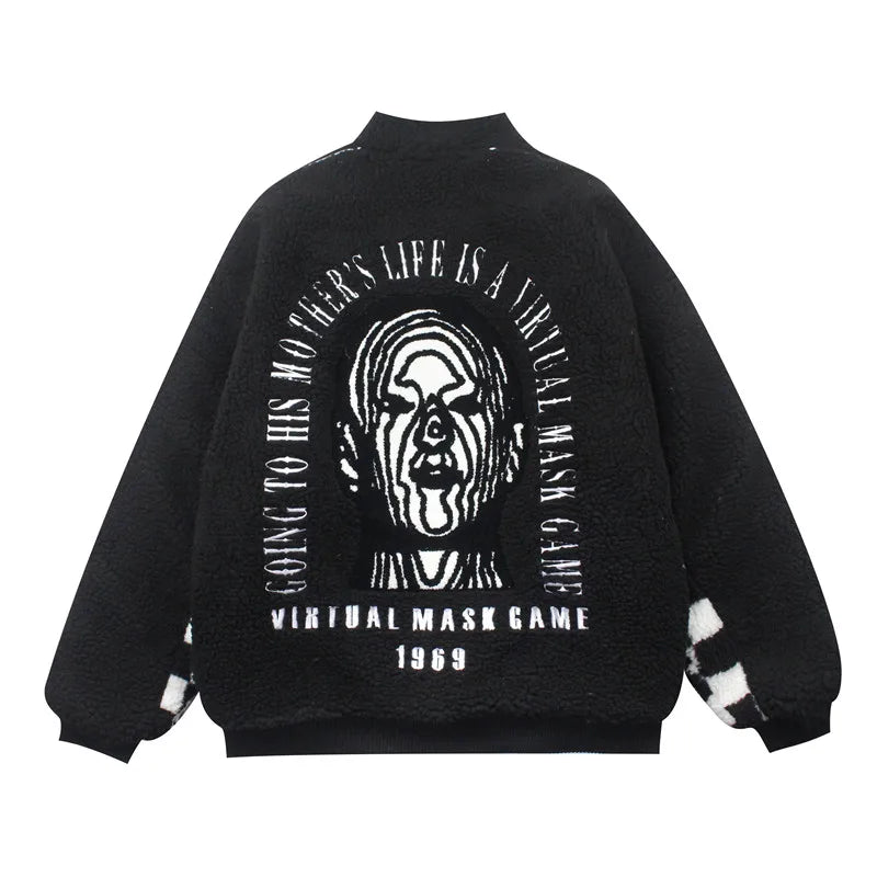men hip hop harajuku letter embroidery fleece jackets and coats new outerwears winter warm thick streetwear bomber jacket parkas unique default style 5032