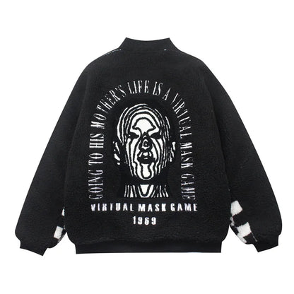 men hip hop harajuku letter embroidery fleece jackets and coats new outerwears winter warm thick streetwear bomber jacket parkas unique default style 5032