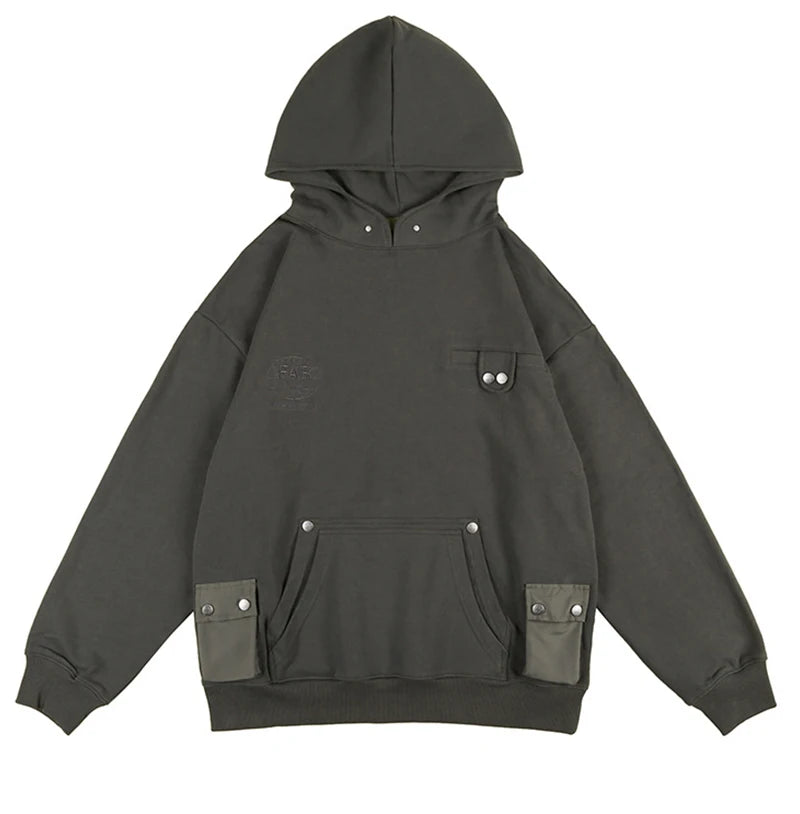 Rainbowtouches Men Letter Embroidery Comfortable And Breathable HighStreet Trend Solid Color Multi Pocket Harajuku Hoodie Unisex Street King Limited