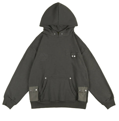 Rainbowtouches Men Letter Embroidery Comfortable And Breathable HighStreet Trend Solid Color Multi Pocket Harajuku Hoodie Unisex Street King Limited