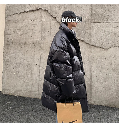 Winter Oversized Down Jacket Men Warm Fashion Casual Long Coat Men Streetwear Korean Loose Thick Jacket Mens Parker Overcoat Street King Limited