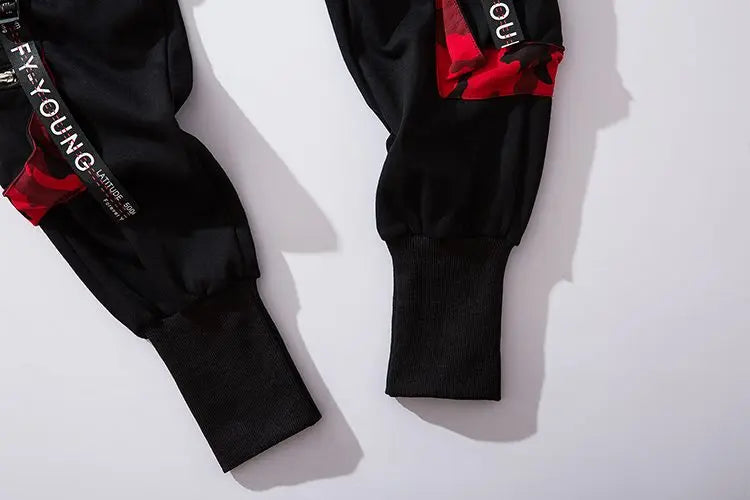 men hip hop black cargo pants joggers sweatpants overalls men ribbons streetwear harem pants women fashions trousers unique joggers style 2518