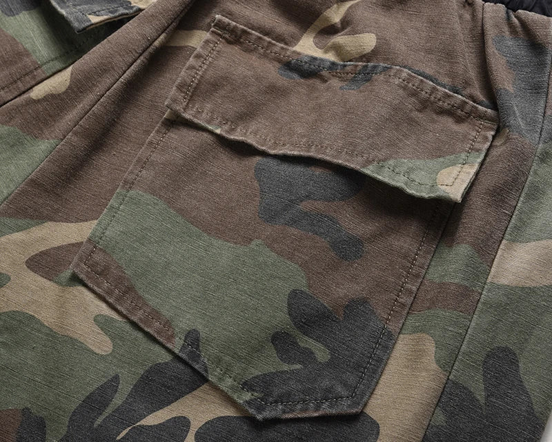 Camouflage Cargo Pants Bieber Hip Hop Vintage Multi-pocket Bottom Button Men's Cargo Trousers Streetwear Mens Military Pants Street King Limited