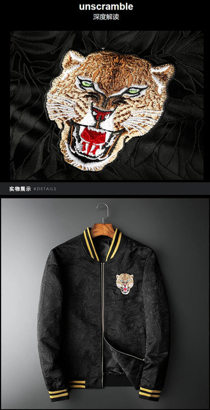 new men luxury rib sleeve embroidered flowers leopard striped couple baseball coats jackets abstract digital coat motor n244 unique default style 1702