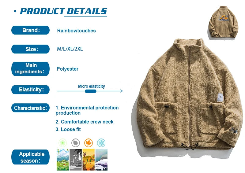 rainbowtouches winter lamb wool cotton clothes couple neutral stand collar high street tide brand embroidered cotton clothes unique default style 4427