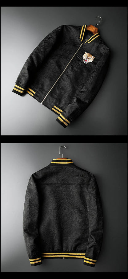 new men luxury rib sleeve embroidered flowers leopard striped couple baseball coats jackets abstract digital coat motor n244 unique default style 1694