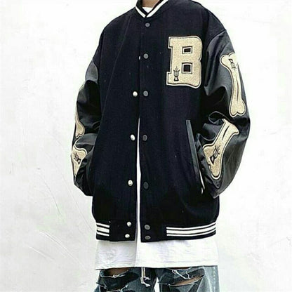 Fashion Hip Hop Funny Bone Patchwork Black Funny Jackets Mens Harajuku Streetwear Bomber Jacket Men Baseball Coats Unisex Boys Daulet Apparel