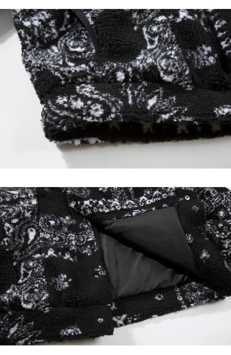 mens paisley fleece jackets coats fashion hairy single button loose bomber outerwears casual warm parkas thick streetwear jacket unique default style 5318