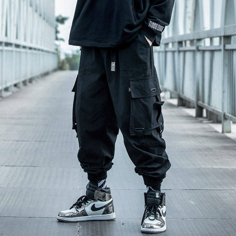 Black Cargo Pants Men Hip Hop Loose Pants Mens Autumn Harem Pant Streetwear Harajuku Jogger Sweatpant Cotton Trousers Male Pants Daulet Apparel