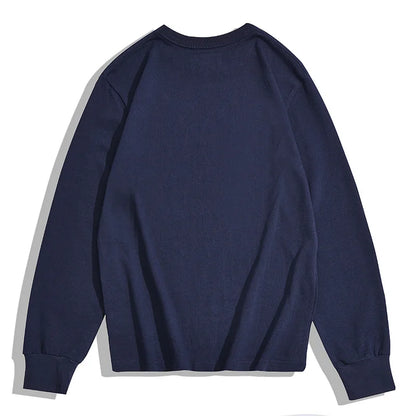 Heavy Long Sleeve T Shirt Men Autumn Winter New Round Neck Plain Color Thick Cotton T-shirt Casual Basic Bottoming Shirt Street King Limited