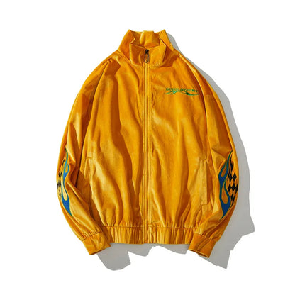2 pieces set men embroidery velvet zipper jacket and elastic waist loose straight pants sweatsuit hip hop tracksuits sweatsuit unique default style 3312