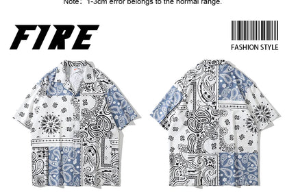 Rainbowtouches Men Shirt Summer Hip Hop Butterfly Pattern Tops Loose Popular Comfortable Cyber CelebrityFancy Good Short Couples Street King Limited