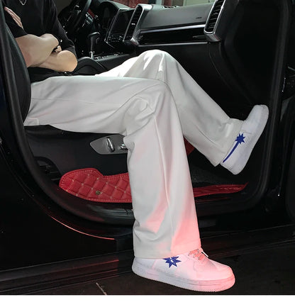 Summer Casual Pants Men Fashion Gray Black White Wide-leg Pants Men Streetwear Loose Straight Sweatpants Mens Joggers Trousers Street King Limited