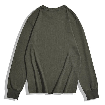 Heavy Long Sleeve T Shirt Men Autumn Winter New Round Neck Plain Color Thick Cotton T-shirt Casual Basic Bottoming Shirt Street King Limited