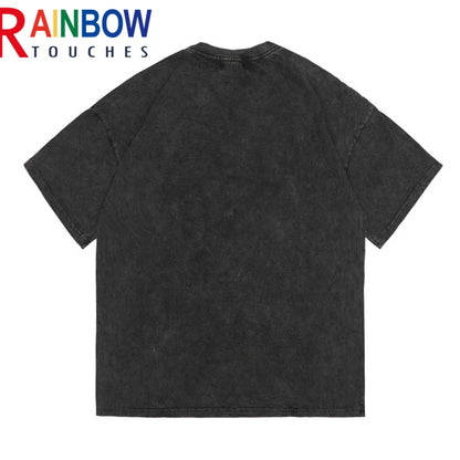Rainbowtouches 2021 New Mens Short-Sleeve T-Shirt Unisex High Street Car Printing Loose Casual Punk Hip Hop BoyGraffiti Fashion Street King Limited
