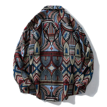 Streetwear Gonthwid Knitted Shirts Nation Style Geometry Flowers Color Block Patc Gonthwid Knitted Shirts Nation Style Geometry Flowers Color Block Patchwork Long Sleeve Button Shirt Hip Hop Casual Tops Coats Fashion Sweater Jacket With Graphic Design For Men