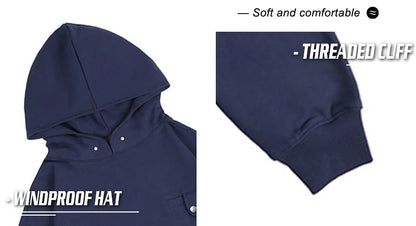 Rainbowtouches Men Letter Embroidery Comfortable And Breathable HighStreet Trend Solid Color Multi Pocket Harajuku Hoodie Unisex Street King Limited
