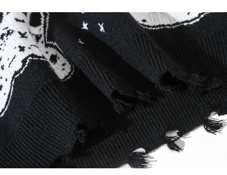 Aolamegs Sweaters Men Japanese Retro Cute Cat O-Neck Jumpers Advanced College Style Fashion Knitted Tops Loose Casual Streetwear Street King Limited