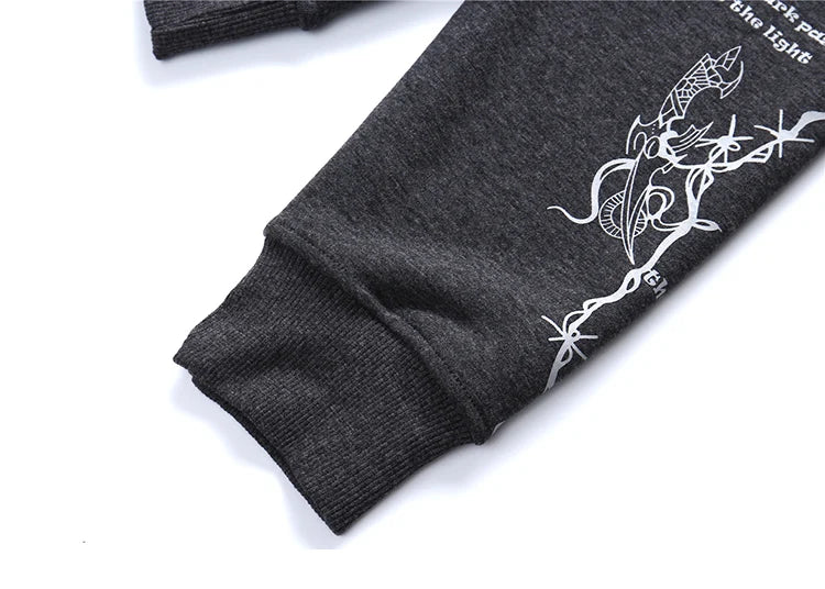 2023 Hip Hop Hoodie Sweatshirt Men Streetwear Skull Graffiti Print Hoodie Pullover Cotton Autumn Grey Harajuku Punk Clothes New Street King Limited