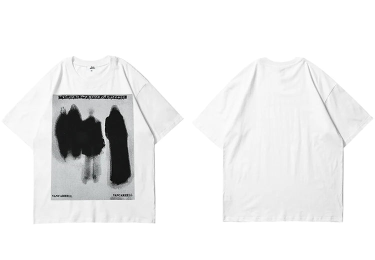 Men Hip Hop T Shirt Streetwear Dark Style Shadow Printed T-Shirt 2023 Summer Short Sleeve Tshirt Harajuku Cotton Tops Tees Black Street King Limited