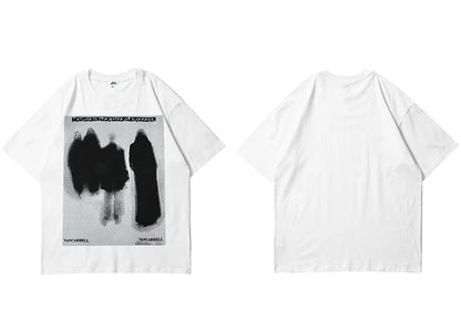 Men Hip Hop T Shirt Streetwear Dark Style Shadow Printed T-Shirt 2023 Summer Short Sleeve Tshirt Harajuku Cotton Tops Tees Black Street King Limited