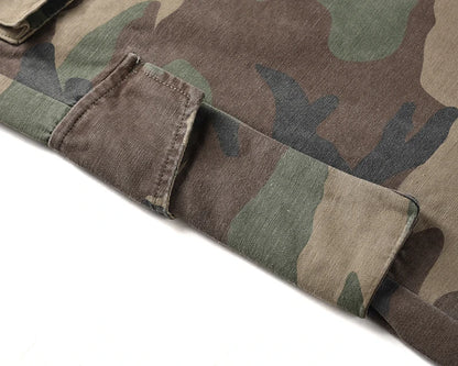Camouflage Cargo Pants Bieber Hip Hop Vintage Multi-pocket Bottom Button Men's Cargo Trousers Streetwear Mens Military Pants Street King Limited
