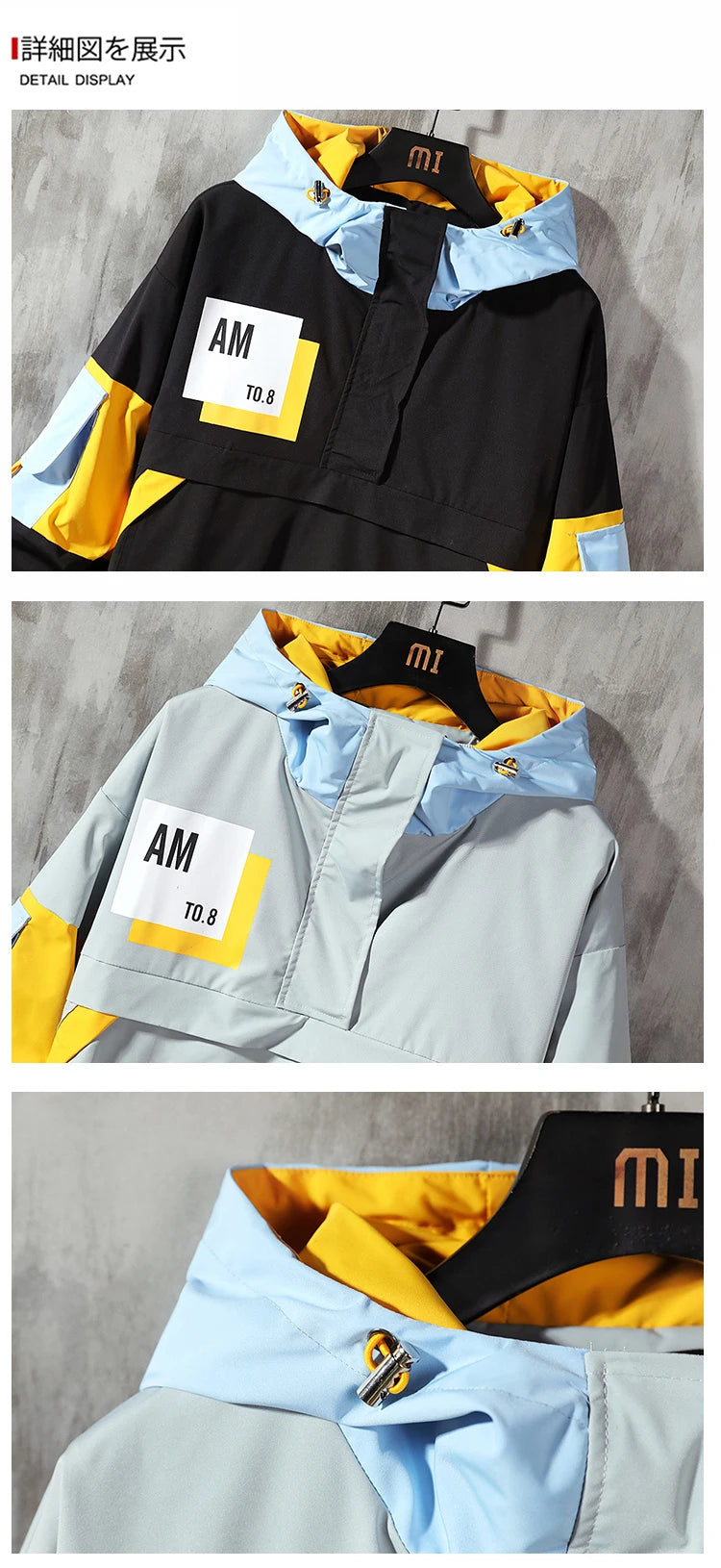 Wetailor Men's Jacket hoodie Fashion Casual Streetwear Hoodie Jacket Men Waterproof Clothes Mens Windbreaker Coat Male Outwear Street King Limited