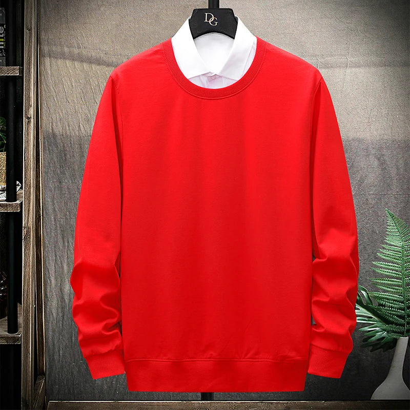 Spring Autumn Men's Hoodies Hip Hop Harajuku Fashion Solid Color Sweatshirt Men Casual 100%Cotton Men Clothing O-Neck Hoodies Street King Limited