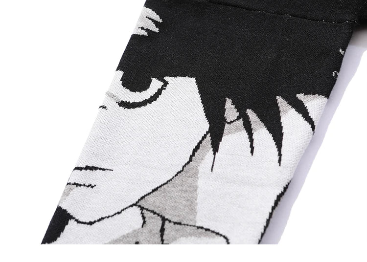 Mens Hip Hop Streetwear Harajuku Sweater Vintage Retro Japanese Style Anime Girl Knitted Sweater 2023 Autumn Cotton Pullover Street King Limited