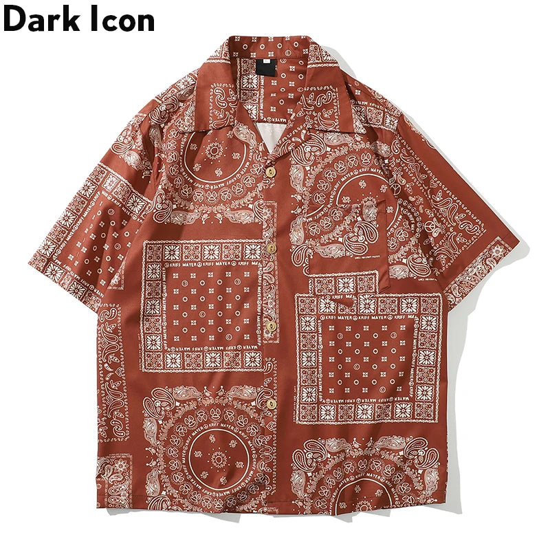 Dark Icon Bandana Full Printed Hawaiian Shirt 2020 Summer Vintage Shirts Men Street Shirts for Men Street King Limited
