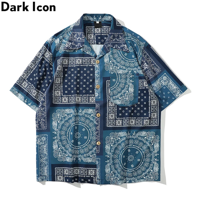 Dark Icon Bandana Full Printed Hawaiian Shirt 2020 Summer Vintage Shirts Men Street Shirts for Men Street King Limited