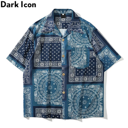 Dark Icon Bandana Full Printed Hawaiian Shirt 2020 Summer Vintage Shirts Men Street Shirts for Men Street King Limited