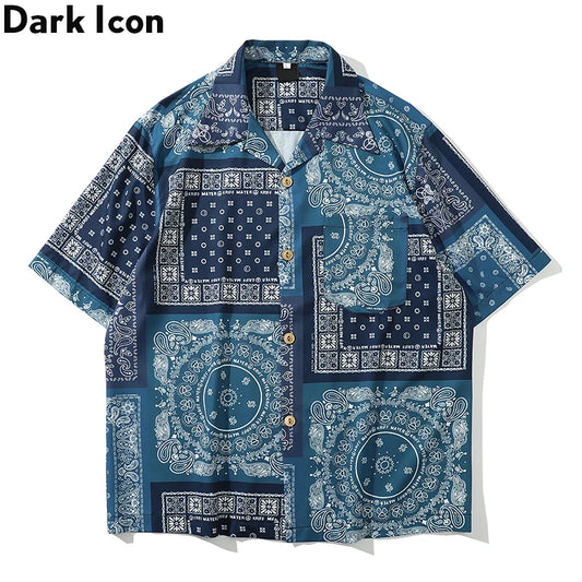 Dark Icon Bandana Full Printed Hawaiian Shirt 2020 Summer Vintage Shirts Men Street Shirts for Men Street King Limited