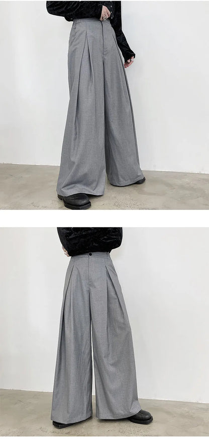 pants men high waist casual wide leg suit pant male vintage fashion japan korea streetwear loose long trousers unique default style 959
