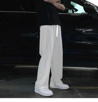 Summer Casual Pants Men Fashion Gray Black White Wide-leg Pants Men Streetwear Loose Straight Sweatpants Mens Joggers Trousers Street King Limited