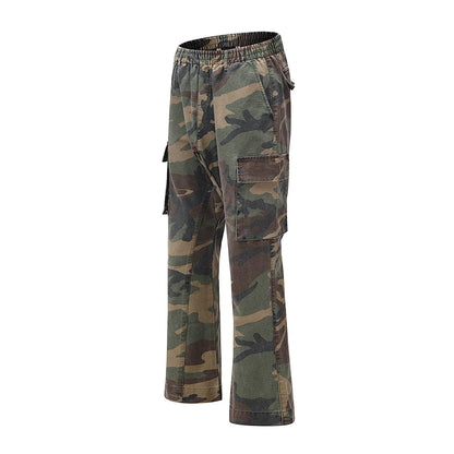 2023 camouflage micro flare pants fashionable streetwear camo cargo pants for male slim fit trousers women baggy casual clothes unique cargo style 2646