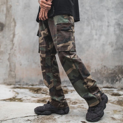 2023 camouflage micro flare pants fashionable streetwear camo cargo pants for male slim fit trousers women baggy casual clothes unique cargo style 2641