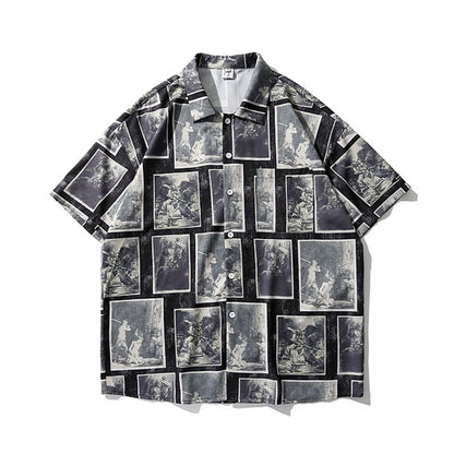 Rainbowtouches Men Shirt Summer Hip Hop Butterfly Pattern Tops Loose Popular Comfortable Cyber CelebrityFancy Good Short Couples Street King Limited