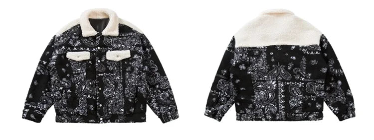 mens paisley fleece jackets coats fashion hairy single button loose bomber outerwears casual warm parkas thick streetwear jacket unique default style 5315
