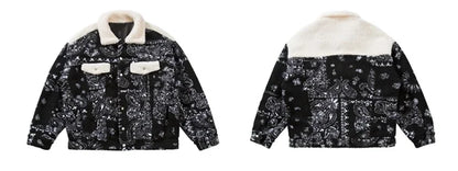 mens paisley fleece jackets coats fashion hairy single button loose bomber outerwears casual warm parkas thick streetwear jacket unique default style 5315