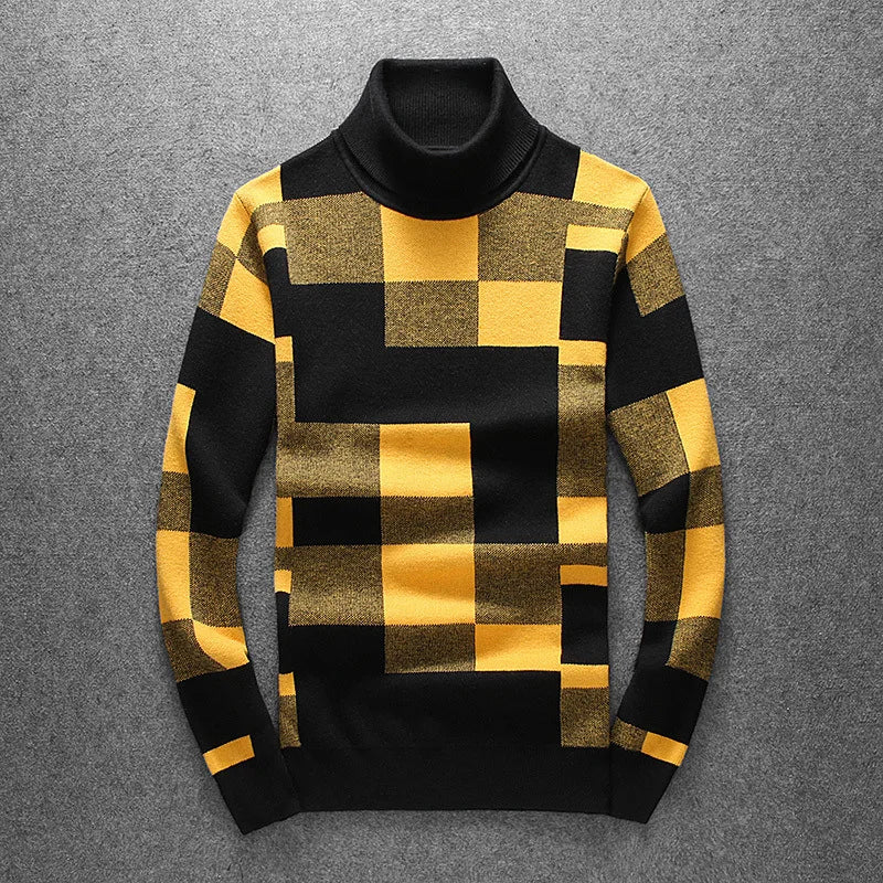 New 2021 Men Luxury Winter gentleman color block Plaid Knit Casual Sweaters pullover Asian Size High quality Drake #010 Street King Limited