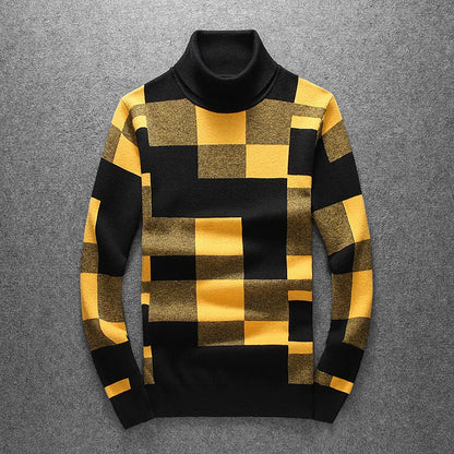 New 2021 Men Luxury Winter gentleman color block Plaid Knit Casual Sweaters pullover Asian Size High quality Drake #010 Street King Limited
