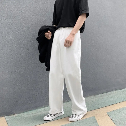 Wide Leg Jeans Men Fashion Casual White Jeans Men Streetwear Korean Loose Hip-hop Straight Jeans Mens Denim Trousers M-3XL Street King Limited
